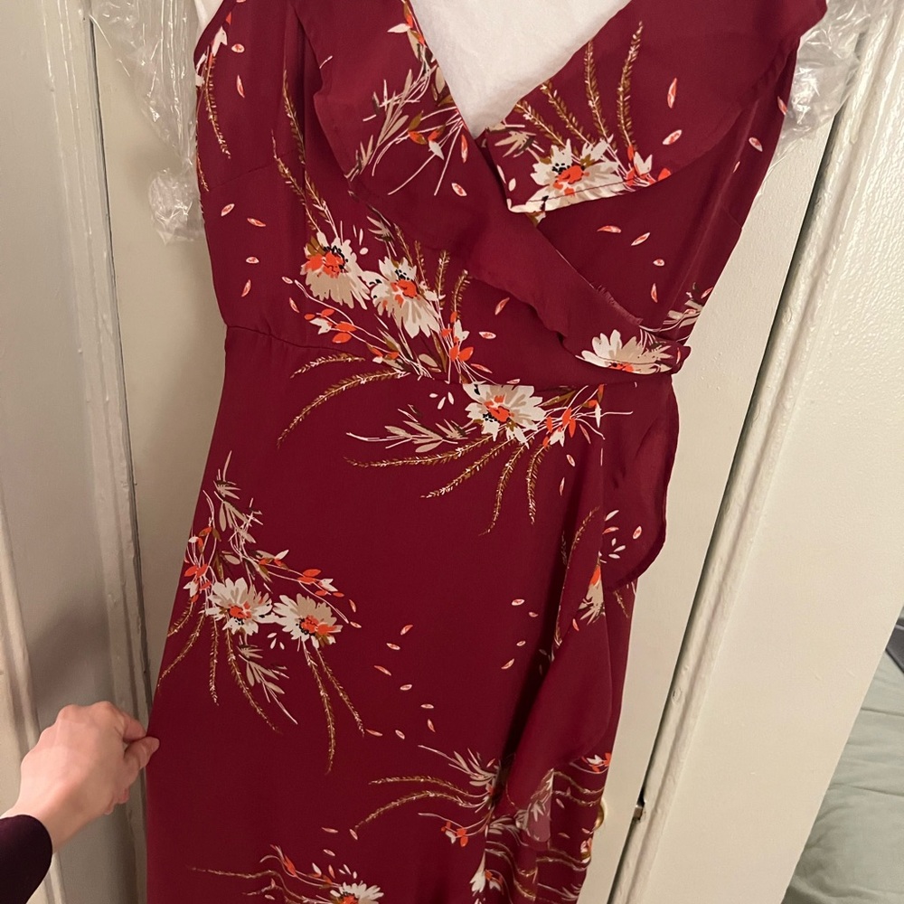 Floral Burgundy Wrap Dress